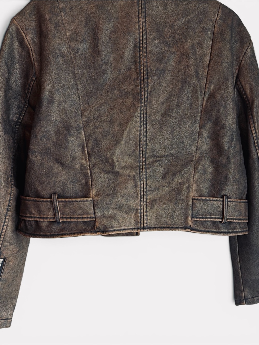 Lily & Lottie Akira Moto Jacket Size Medium Brown Asymmetrical Zip Front NEW - Picture 7 of 13
